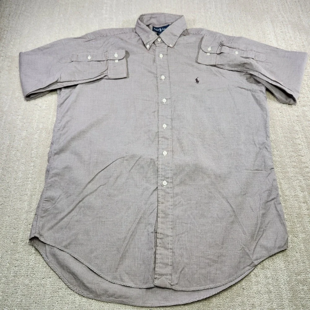 Vintage‎ Polo Ralph Lauren Shirt Men 16 (L) Yarmouth Button Down Houndstooth